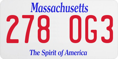 MA license plate 278OG3