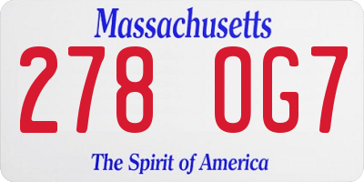 MA license plate 278OG7