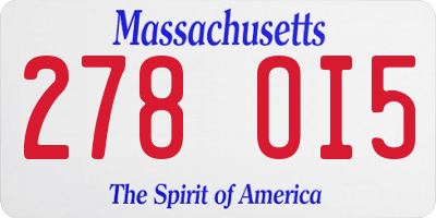 MA license plate 278OI5
