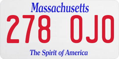 MA license plate 278OJ0