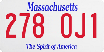 MA license plate 278OJ1