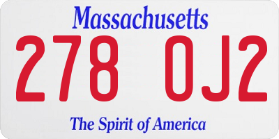 MA license plate 278OJ2
