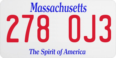 MA license plate 278OJ3