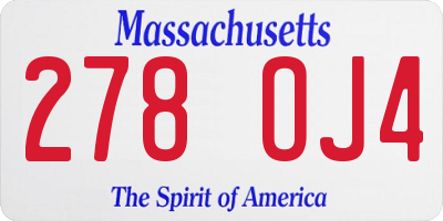 MA license plate 278OJ4