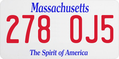 MA license plate 278OJ5