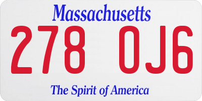 MA license plate 278OJ6