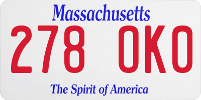 MA license plate 278OK0