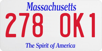 MA license plate 278OK1