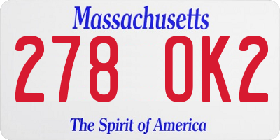 MA license plate 278OK2