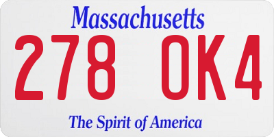 MA license plate 278OK4
