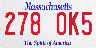 MA license plate 278OK5