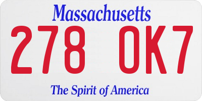MA license plate 278OK7