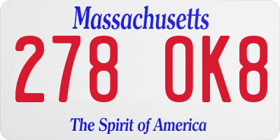 MA license plate 278OK8