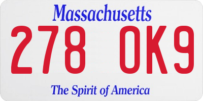 MA license plate 278OK9