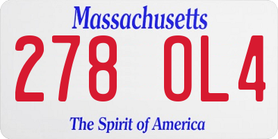 MA license plate 278OL4