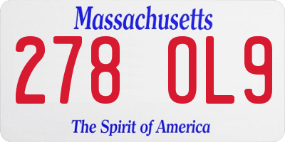 MA license plate 278OL9