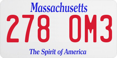 MA license plate 278OM3
