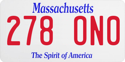 MA license plate 278ON0