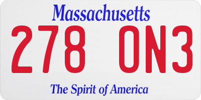 MA license plate 278ON3