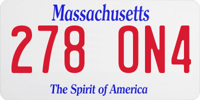 MA license plate 278ON4