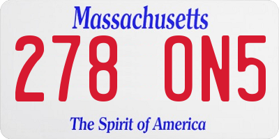 MA license plate 278ON5