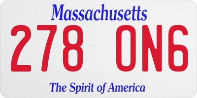MA license plate 278ON6