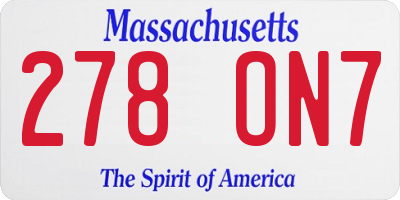 MA license plate 278ON7