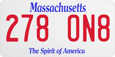 MA license plate 278ON8
