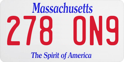 MA license plate 278ON9