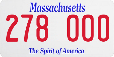 MA license plate 278OO0