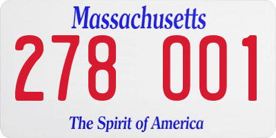 MA license plate 278OO1