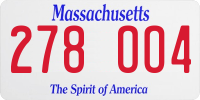 MA license plate 278OO4