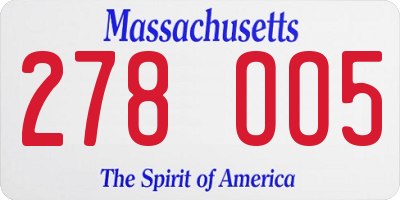 MA license plate 278OO5