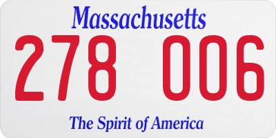 MA license plate 278OO6