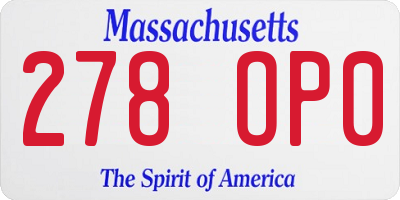 MA license plate 278OP0