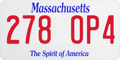MA license plate 278OP4