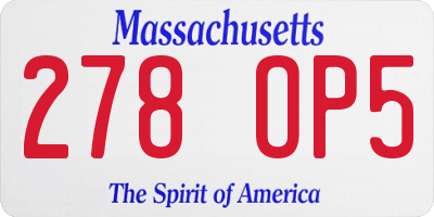 MA license plate 278OP5