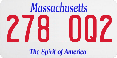 MA license plate 278OQ2