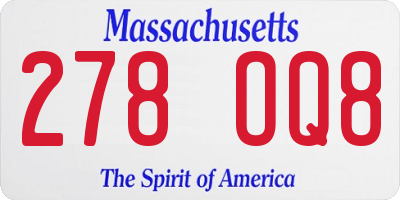 MA license plate 278OQ8