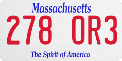 MA license plate 278OR3