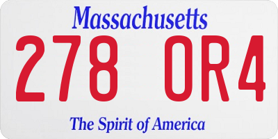 MA license plate 278OR4