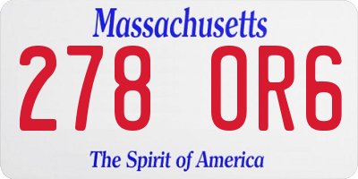 MA license plate 278OR6