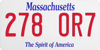 MA license plate 278OR7
