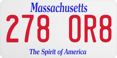 MA license plate 278OR8