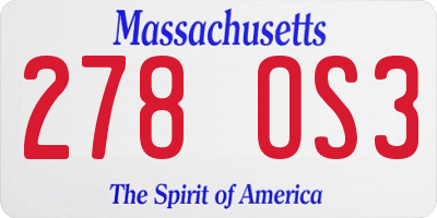 MA license plate 278OS3