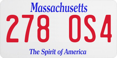 MA license plate 278OS4