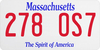 MA license plate 278OS7
