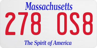 MA license plate 278OS8