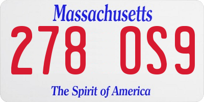 MA license plate 278OS9