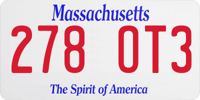 MA license plate 278OT3